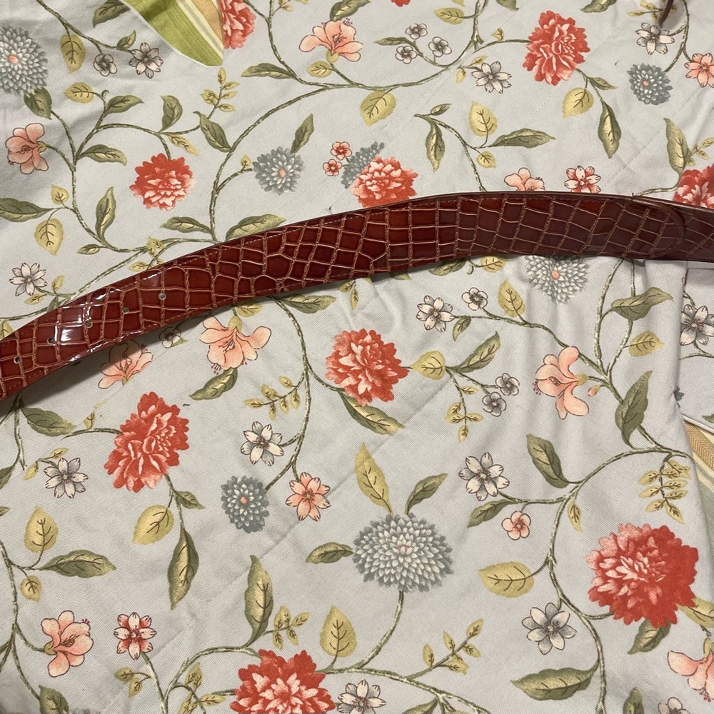 Retro Leather Croc Print Brown Belt - Picture 14 of 16
